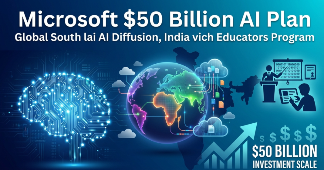 Microsoft ਦਾ $50 ਬਿਲੀਅਨ AI ਪਲਾਨ: Global South ਲਈ AI Diffusion, India ‘ਚ Educators Program | Punjabi